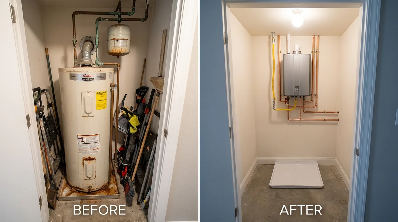 Tank water heater versus wall-mounted tankless unit comparison for Mendota, IL homeowners